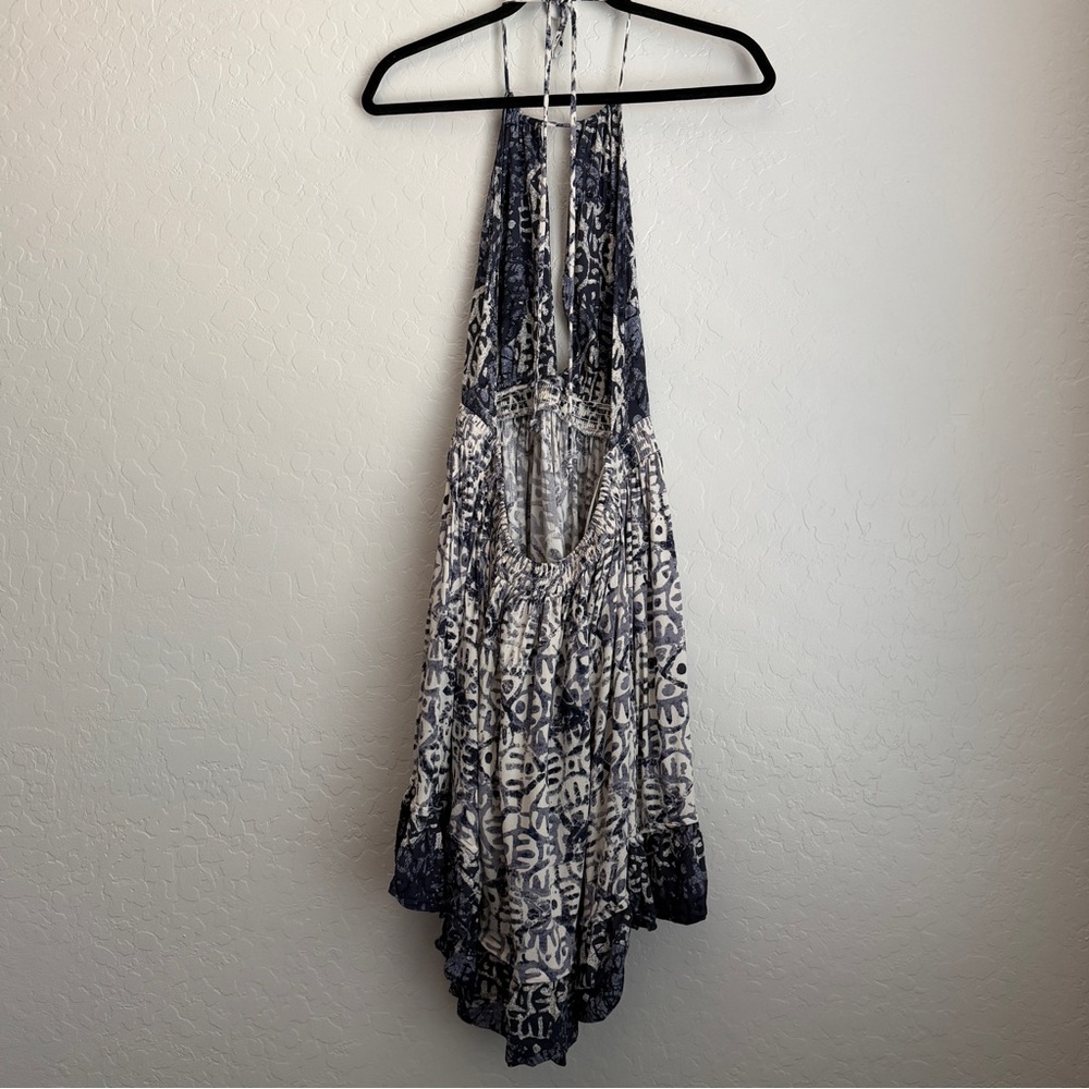 Free People Womens Beach Day Halter Mini Dress Blue Large‎ - Picture 3 of 10